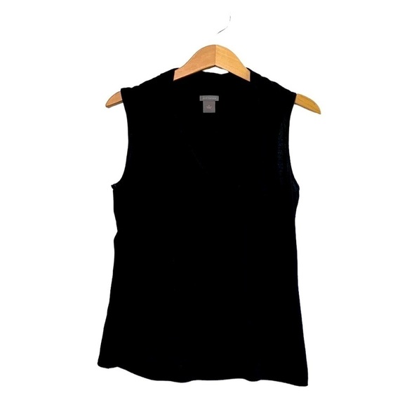 ANN TAYLOR BLACK SLEEVELESS V-NECK SILK BLEND TOP SIZE SMALL - Picture 1 of 6